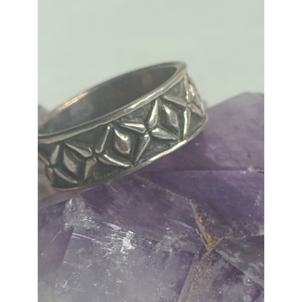 New Sterling Silver 925 Geometric Pattern Band Ring Size 7  4.5 g